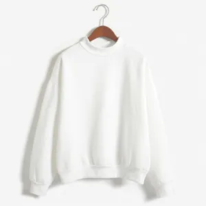 Effen sweatshirt met opstaande kraag voor dames, casual basic trui voor dagelijks gebruik.
