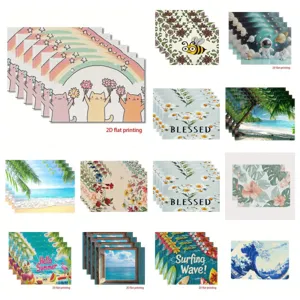 Christmas Linen Placemats Holiday Party Decorative Stain-Resistant Heat-Insulation Table Mat Dining Table Decor