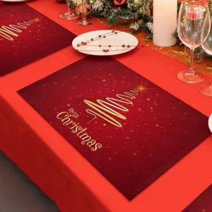 Set de table de Noel rouge decoration de fete festive pour le repas dhiver de noel