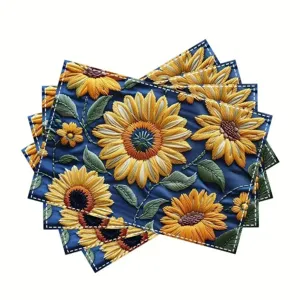 Sunflower printed fabric placemat heat insulation table mat for kitchen party decoration