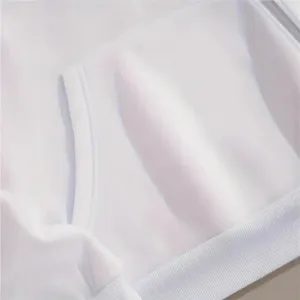 Effen witte dames hoodie voorzak detail casual dagelijkse stijl basic top kwaliteit