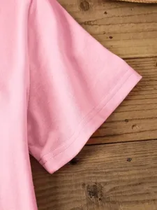 Pink short sleeve t-shirt womens casual top comfortable daily wear apparel main view display