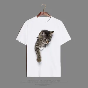 Men And Women 3D Cat Print T-Shirt Casual Loose Short Sleeve Summer Tee White Top S-XXL