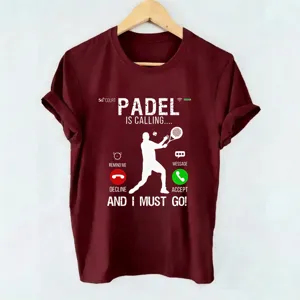 Damen burgunderrotes Kurzarm T-Shirt Freizeit Tennis Padel Grafik Top Sommerkleidung