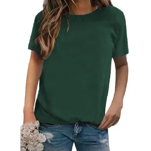 Solid color short sleeve t-shirt detail view, casual basic crewneck tee for daily wear.