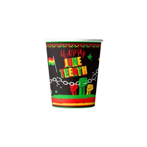 Juneteenth themed paper cups for celebration party, African American holiday disposable tableware supplies.