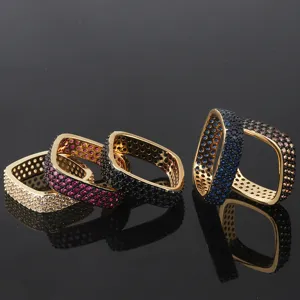 Geometric square pave cubic zirconia ring multi-color crystal rings for women jewelry main view