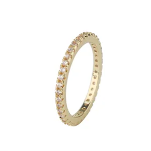 Elegant gold plated full eternity ring with sparkling cubic zirconia stones for women stylish.