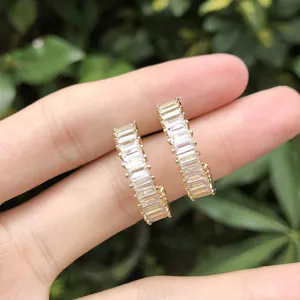Elegant gold plated baguette cubic zirconia ring fashion jewelry for women daily wear charm gift