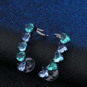 Multicolor hart kristal oorringen geometrische zirkoon oorbellen voor dames mode