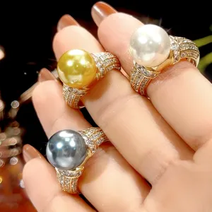 Anello Vintage in Rame Placcato con Perla Artificiale per Donna Elegante Anello Aperto Intarsiato con Strass Gioiello Regalo