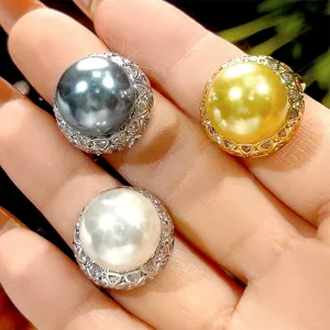 Elegant 14mm parel ring detail, vintage koper verguld ontwerp met sprankelende zirkonia.