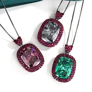 Collana con Pendente in Pietra Preziosa Colorata in Rame Placcato Oro Con Catena Chopin Pietra Taglio Nido d'Uccello Gioielli Donna