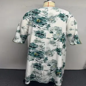 Back view detail of women long sleeve floral print dress, elegant robe style design.