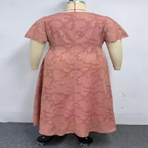Summer plus size floral jacquard short sleeve maxi dress elegant long party gown