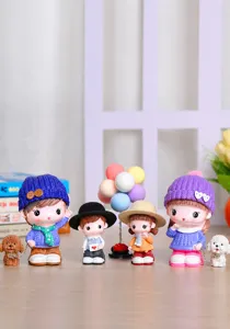Cute cartoon doll figurines set for kids room home decor tabletop creative ornament