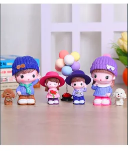 Cute cartoon doll family figurines set for kids room living room desktop home decoration new