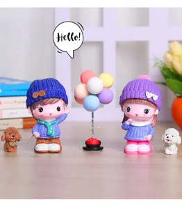 Cute cartoon couple figurines home decor desktop ornament cute resin doll gift for kids