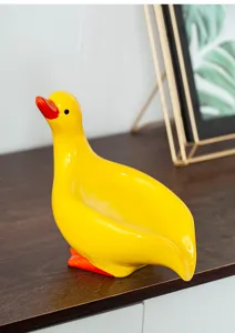 Süße Keramik Ente Seifenschale, detaillierte Ansicht des gelben Bad Seifenhalters.