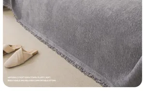 Chenille sofa towel detail texture, soft breathable throw blanket with fringe edge.