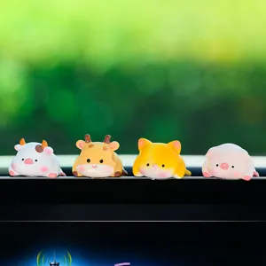 Cute animal car dashboard figurines resin hanging edge decor cute cat cow pig toys