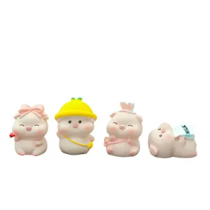 Cute mini pig car dashboard ornaments, 4pcs creative resin cartoon cute animal dolls.