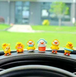 Süße gelbe Ente Auto Armaturenbrett Ornament Set, Resin Cartoon Auto Innendekoration Zubehör.