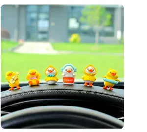 Niedliche kleine gelbe Ente Auto Armaturenbrett Ornament, süße Cartoon Autodeko Set.