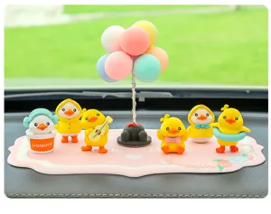 Niedliches gelbes Ente Auto Armaturenbrett Ornament Set, Cartoon Fahrzeug Innendekoration.