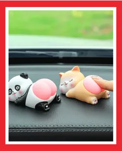 Cute cartoon animal car dashboard ornament, funny peach butt design interior decor.