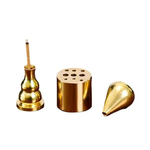 Set de Soporte de Incienso de Latón Quemador de Cono Palo Decoración Zen para el Hogar