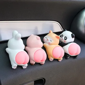 Cute cartoon animal car dashboard ornaments set, funny animal butt design car interior decor.
