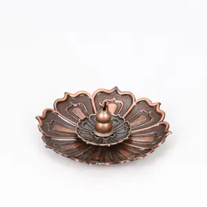 Vintage lotus incense burner holder with gourd base for home office desktop decor item