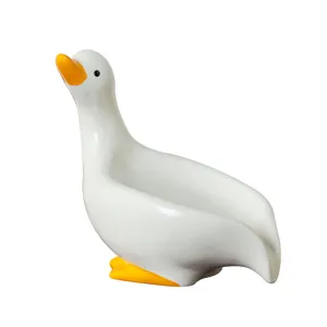 Niedliche Keramik Ente Seifenschale für Badezimmer, kreativer Seifenhalter in weiß gelb.