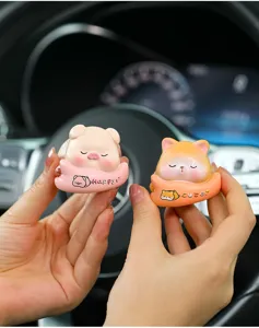 Cute cartoon animal car dashboard ornament, creative interior decoration accessory.