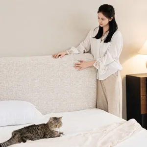 Modern Minimalistisch Chenille Bettkopfteilbezug Elastisch Staubschutz Universal Passend Kopfteilbezug