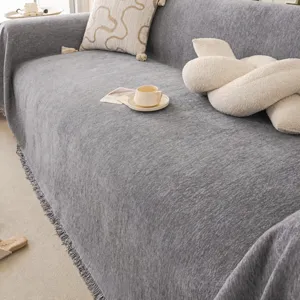 Modern minimalist chenille sofa cover all-inclusive blanket for all seasons grey new style