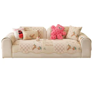 Housse de canapé chenille quatre saisons universelle dessin animé coussin antidérapant