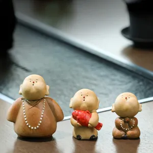 Figurine Petit Moine En Céramique Zen Chinoise Animal De Thé Bureau Maison Bureau Décoratif Ornement Personnage De Dessin Animé