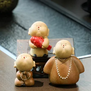 Ensemble de figurines de petit moine en céramique, décoration de bureau à la maison chinoise.