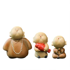 Ensemble de figurines de petit moine en céramique chinoise décoration de table zen