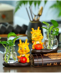 Vase de plante hydroponique de bureau mignon dragon dessin animé décor créatif bureau céramique art