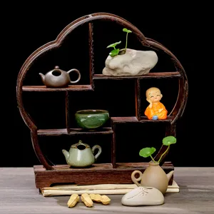 Nouveau Style Chinois Étagère Bogu en Bois Massif Présentoir à Thé Support de Rangement de Bureau Décoration Rétro pour Maison