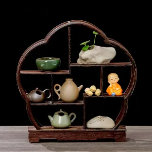 Étagère Bogu en bois chinoise miniature théière présentoir maison table à thé décor