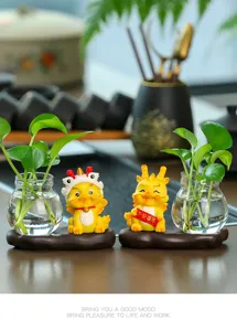 Ensemble de vase hydroponique de bureau avec jolie figurine de dragon pour la maison.