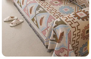 Retro chenille sofa cover bohemian geometric pattern blanket for living room decoration
