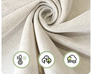 Close up view of beige ice silk sofa cushion fabric texture with breathable mesh design.
