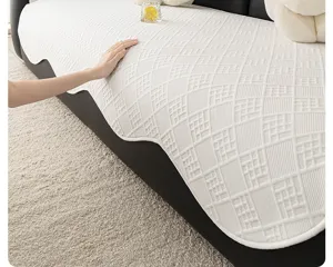 Coussin de canapé frais en soie de glace, tapis antidérapant d'été, housse texturée respirante.