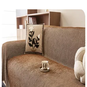 Solid color chenille sofa cover minimalist modern full cover throw blanket for living room