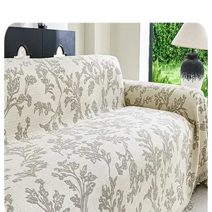 Pastoral style sofa cover blanket, universal botanical print couch throw for all seasons.